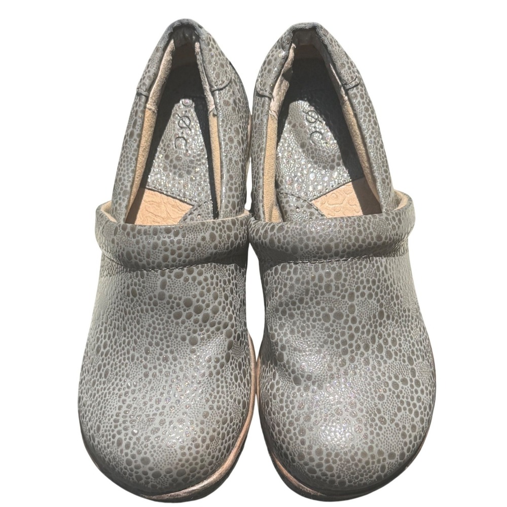 b.o.c. Born Concept C93522 Grey Shimmer Pebble Clogs Shoes Womens 6M Boho EUC